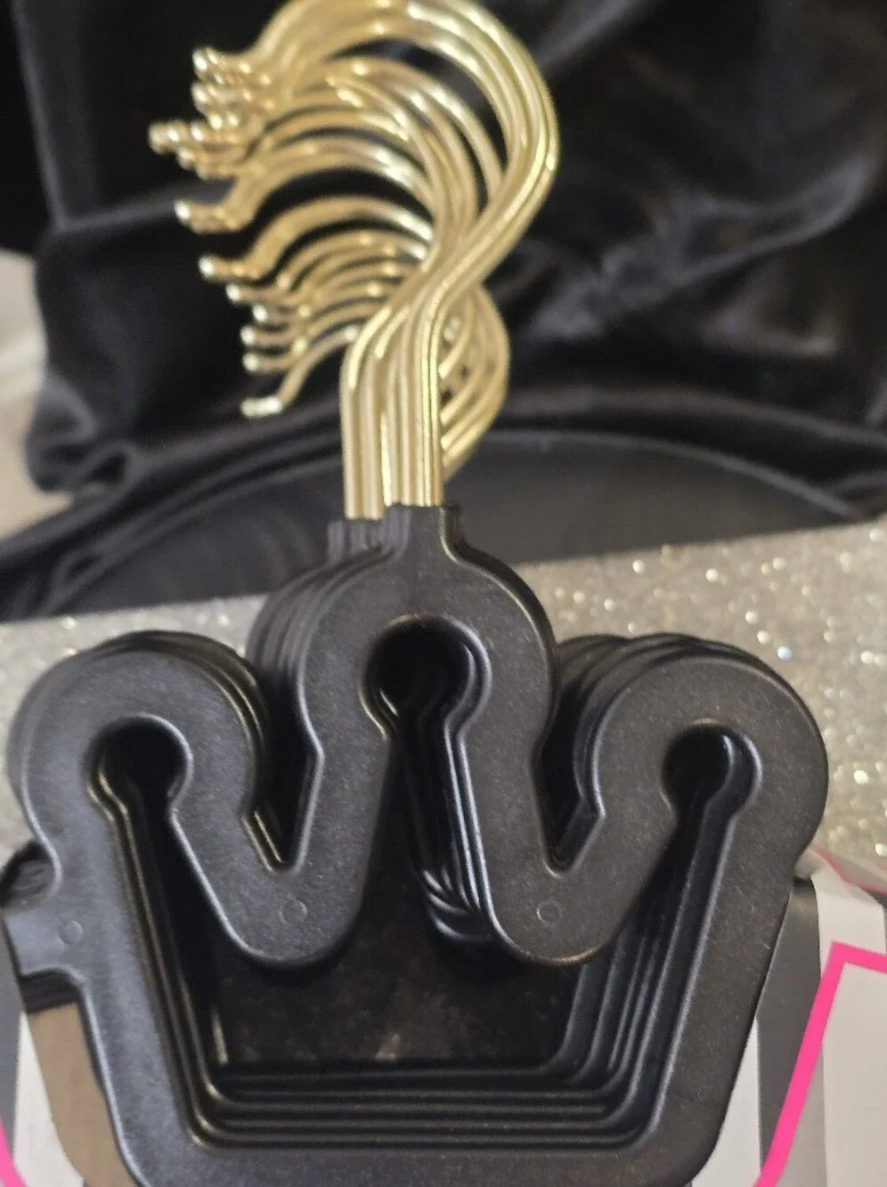 Juicy Couture Notched Shoulder Space Saving Crown Set of 20 Hangers-Black/Gold